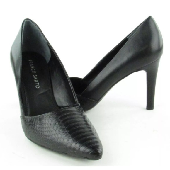Franco Sarto Shoes - Franco Sarto Black Leather Croc Heels